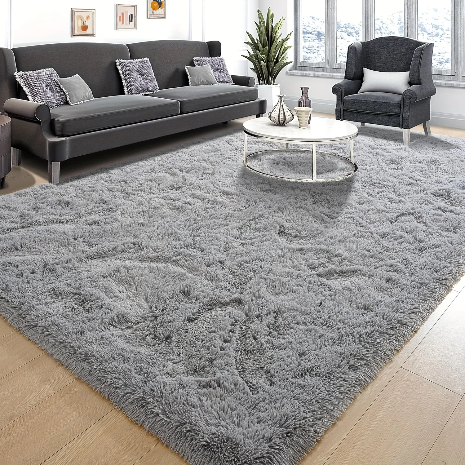 VIKAMA Luxurious Fluffy Area Rug Soft Plush Carpet Silk Wool Sofa Bedside Rug Children's Room Living Room Bedroom Mat Home Decor