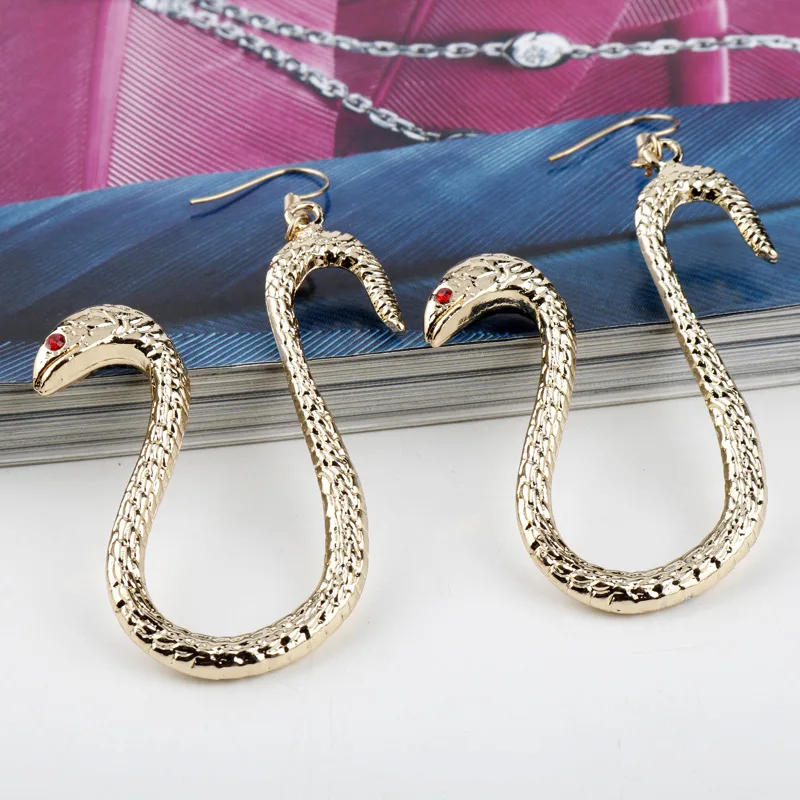 Cartoon Snake Pendant Earrings Anime Boa Hancock Cosplay Prop Dangle Eardrop Jewelry Cute Party Gifts for Woman Girls - view 2