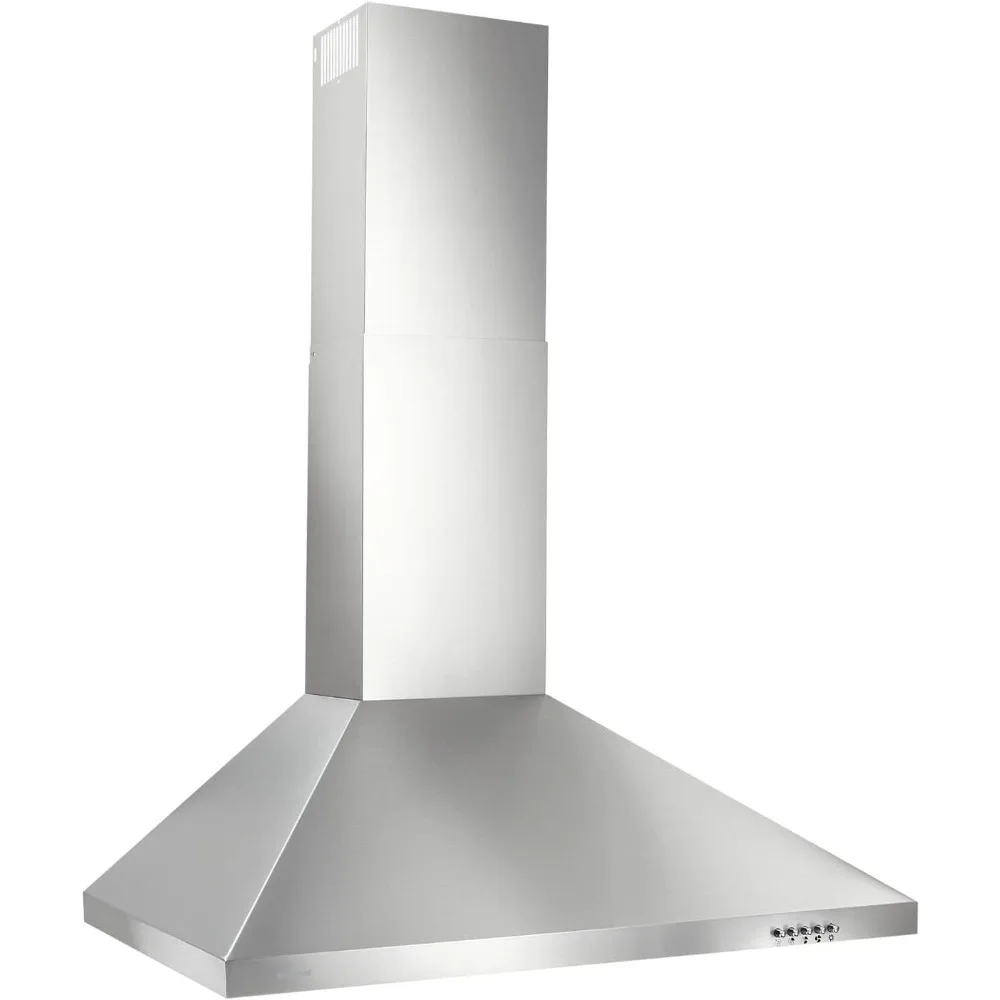 Stainless Steel LED 30-inch Wall-Mount Convertible Chimney-Style Range Hood with 3-Speed Exhaust Fan and Light