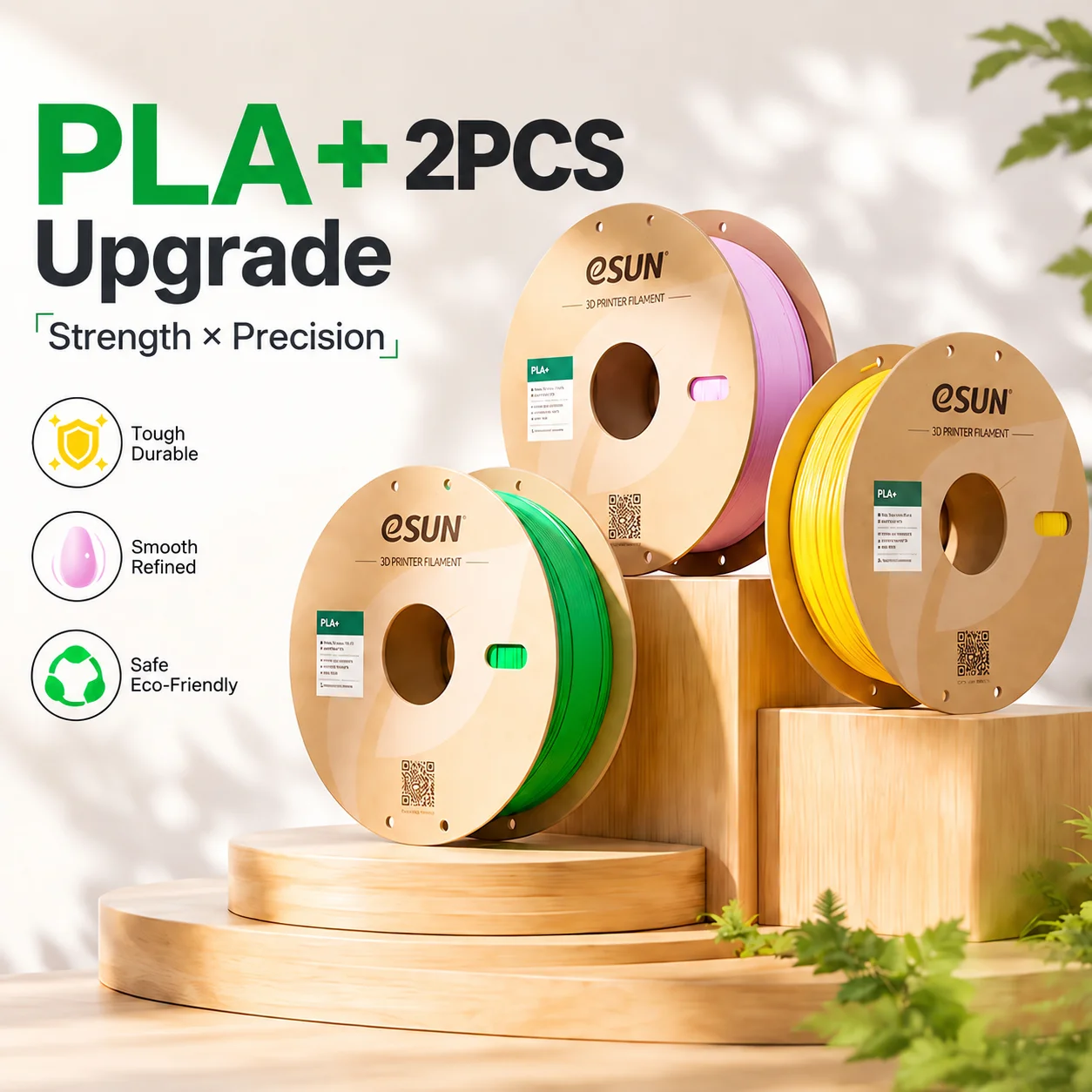 ESUN PLA+ 2KG 1.75MM 3D Printing Filaments PLA Plus 3D Filaments For Bmabu Lab 2PCS Bundle PLA Filament 3D FDM Printing Material