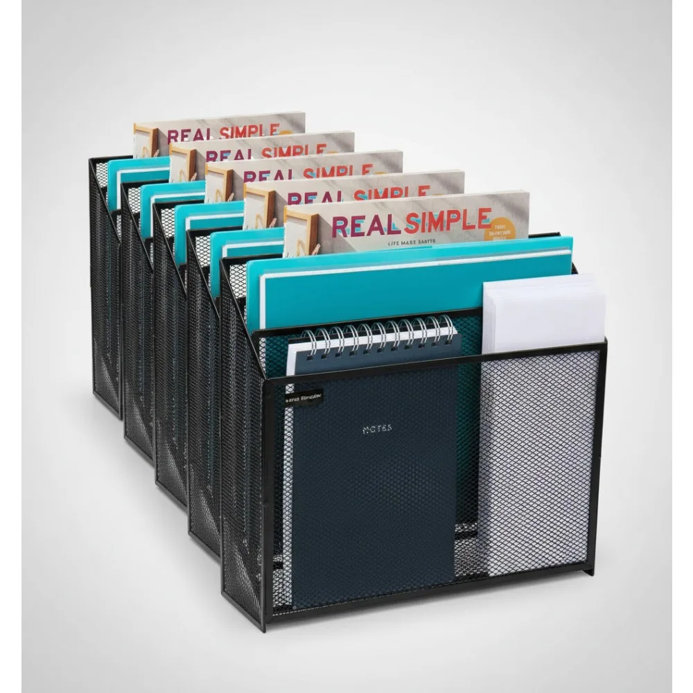 

3-х уровневый органайзер для файлов с металлической сеткой, черный | Настольная корзина для хранения | Современный декор для офиса и кухни | В упаковке 4 шт.