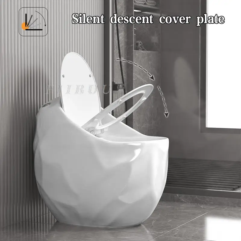 Egg Shaped Bathroom Toilet Soft Closing Seat Increasing Pipeline Diameter One Piece Toilet For Bathroom Household Ceramic Toilet