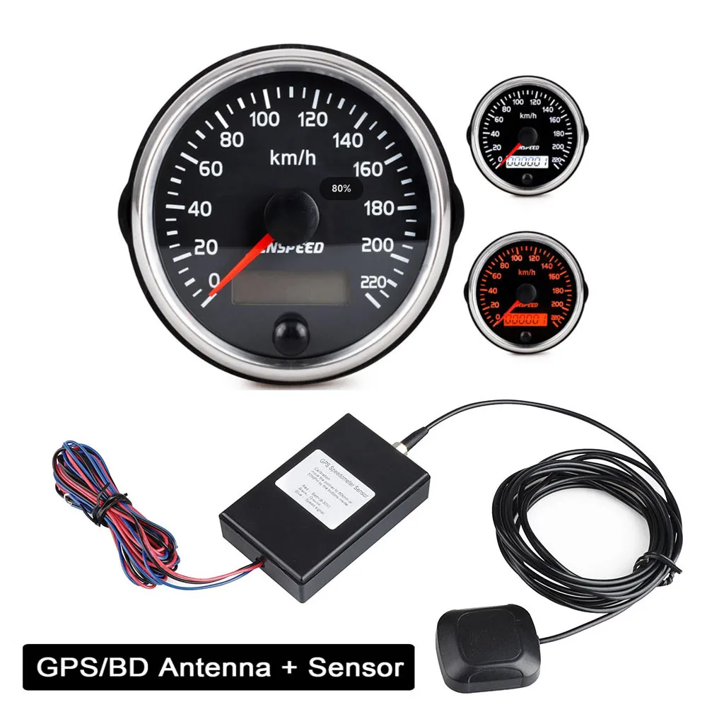 1Set GPS Speedometer Winder Counters Speed Gauge Meter  12V 24V 85mm 220km/H With LED For Motor Car Truck Boat