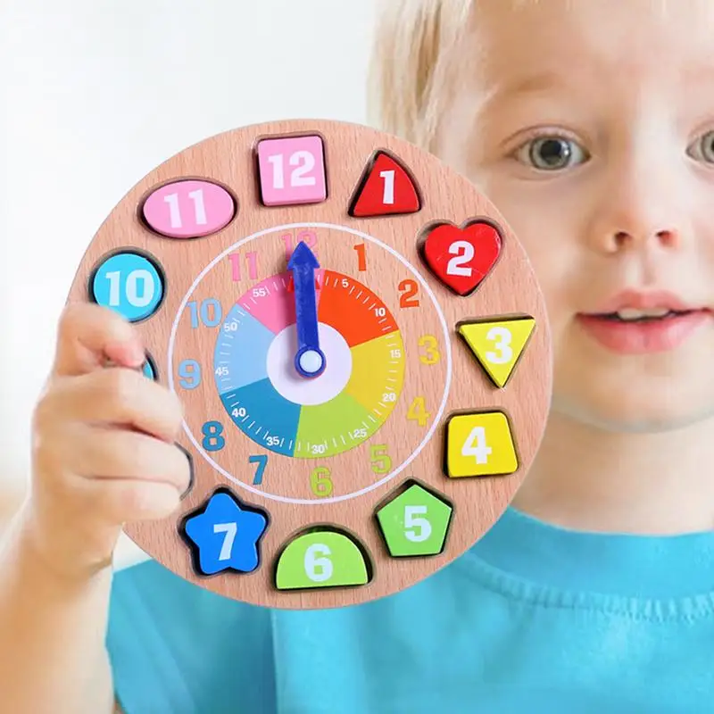 Kids Clock Learning Educational Toddler Toys Toddler Developmental Toy Wood For Boys Girls Learning To Tell Time Clock