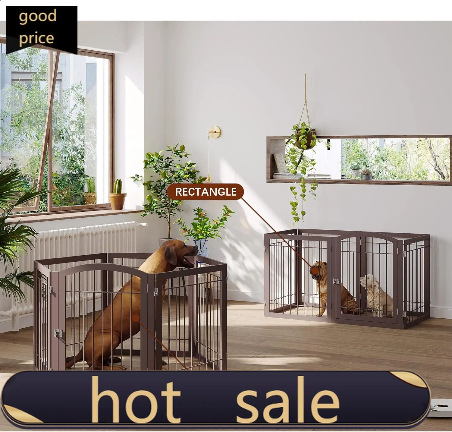 

Широкий вольер для собак (144 дюйма) с дверцей (30 дюймов высотой), отдельно стоящий, для коридоров, лестниц и дома.