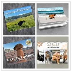 2024 Wall Calendar Dog Pooping Monthly Wall Calendar Funny Hangable Paper Calendar for Home Livingroom Bedroom New Year Decor