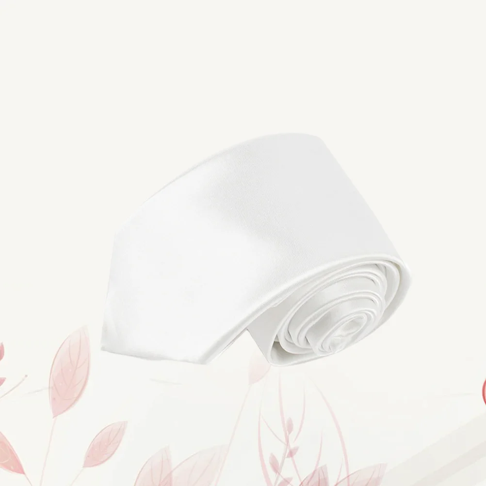 

White 5cm Polyester Solid Color Tie Durable Party Costume Clothes Decoration Necktie Solid Color Ties Cosplay Neckties