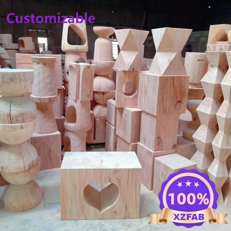 Factory Direct 2026 Special-shaped solid wood arch bridge wooden pier long stool stumpsquare Nordic pine pier log stool creative
