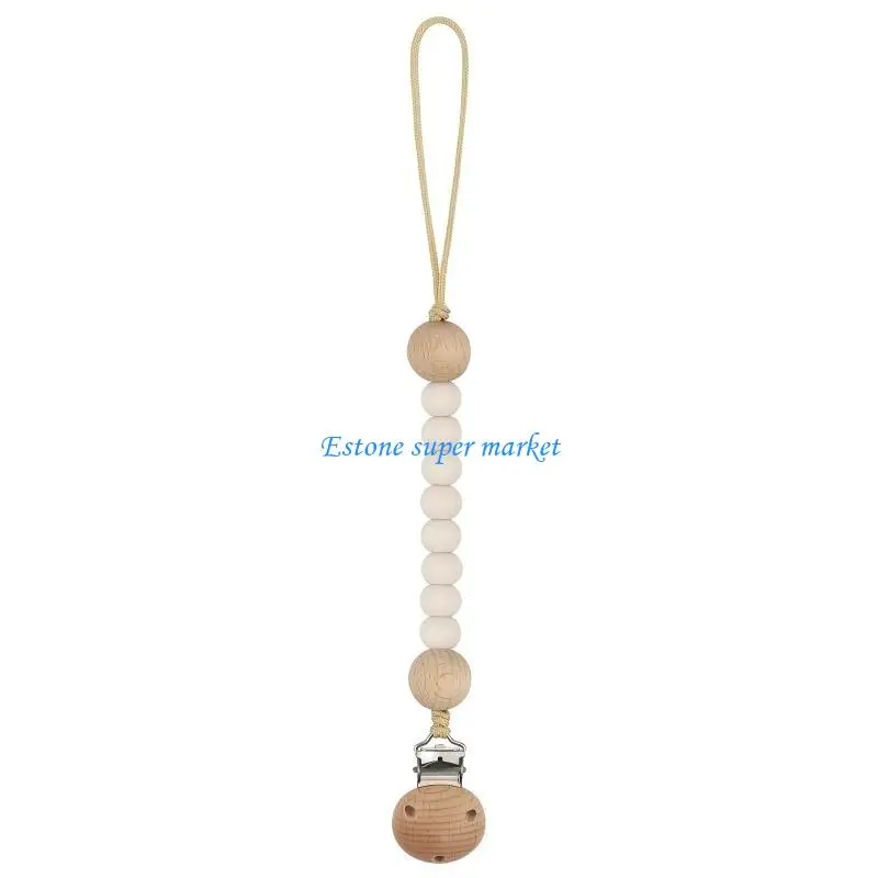 

090B Silicone Bead Infant Pacifier Clip Rattle Toy Anti-Drop Clip Baby Bib Clip Chain Soother Toy Holder Pacifier Accessories