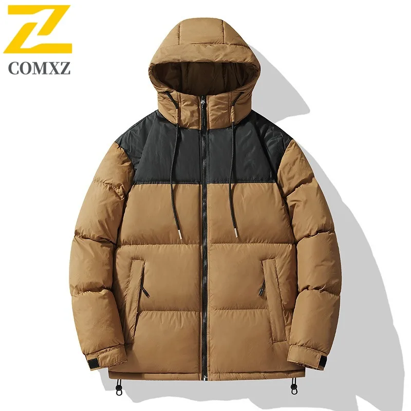 COMXZ الرجال القطن وسادة مبطنة دافئة الباردة برهان كتلة اللون العصرية ثلجي التخييم الحشو معطف المشي لمسافات طويلة الحد الأدنى الشتاء الحشو #3