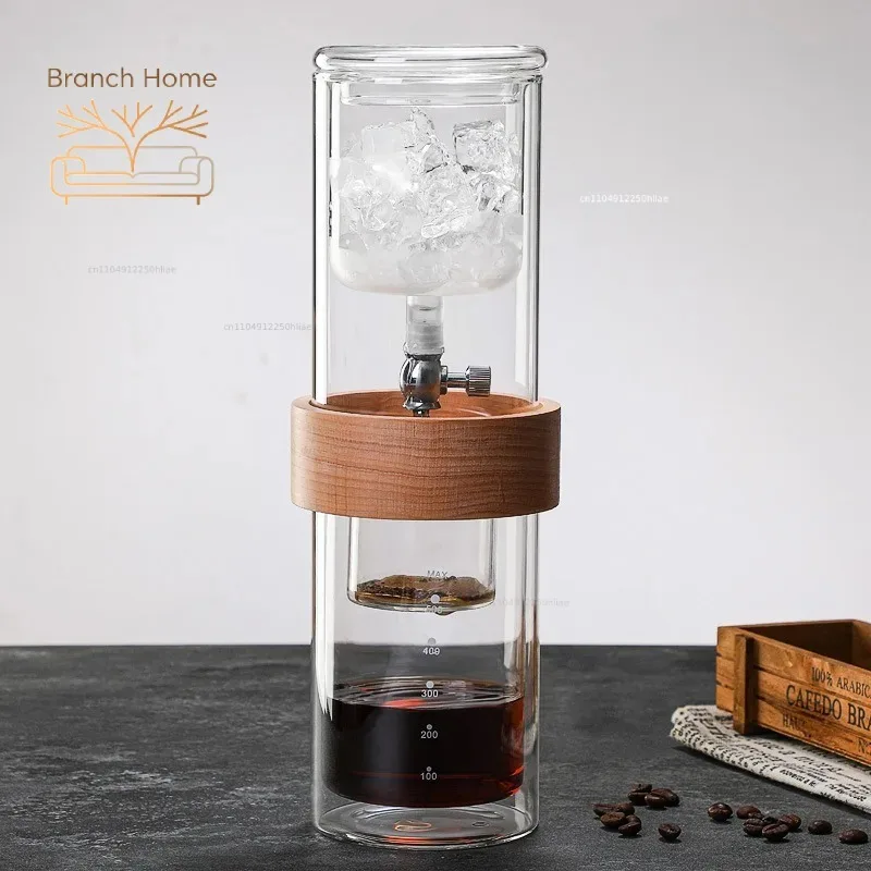 Glass Cold brew coffee maker Glass coffee set Double ice drop coffee maker Hand brew