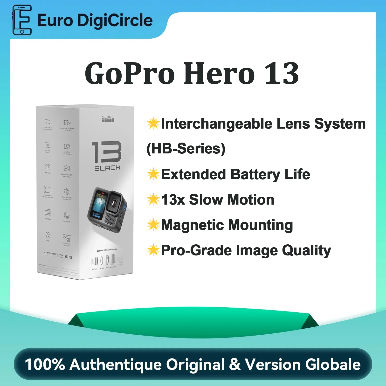 Nouvelle GoPro Hero 13, noir HD 5.3k vidéo, 1900mAh caméra anti - tremblement vélo caméra de sport