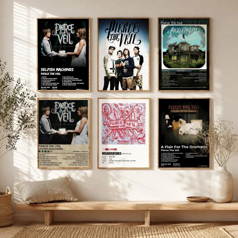 Post Hardcore Band P-Pierce The Veil Poster All-match HD Waterproof Self-Adhesive Wall Art Sticker For Home Bedroom