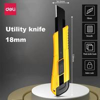 Deli 18mm Utility Knife SK4 Metal Replacement Blade Paper Box Cutter Envelope Opener Office Supplies Retractable Utility Knife