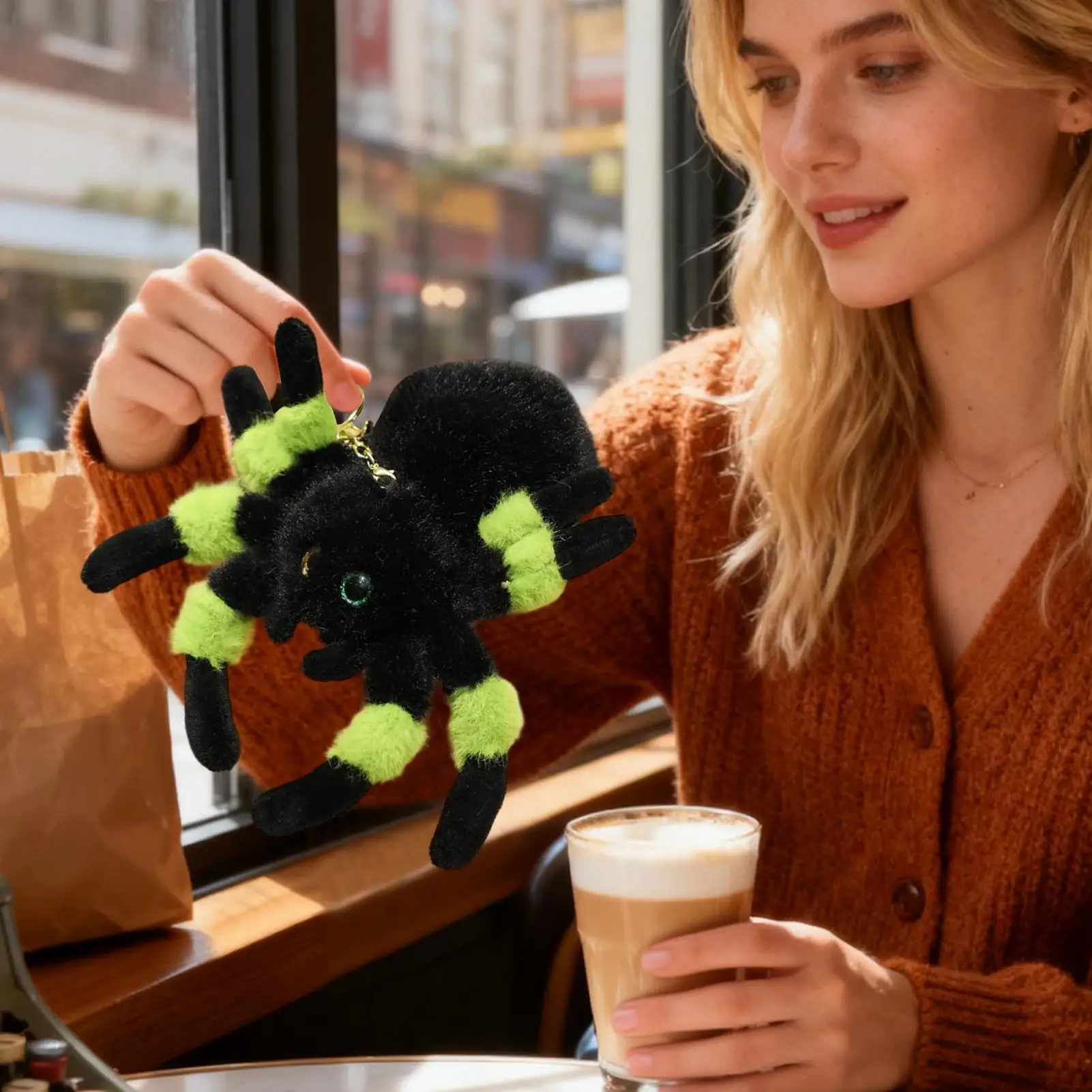 Porte-clés en peluche araignée mignon, accessoire de poupée douce et drôle pour sac à dos, bagages, collier pour animaux de compagnie, cadeau de noël pour enfants et adultes, Cosplay