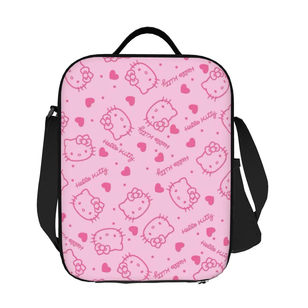 

Custom Cartoon Anime Hello Kitty Bow Insulated Lunch Bag for Women Thermal Cooler Lunch Tote Office Picnic Travel