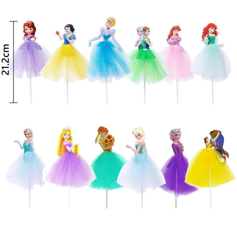 Disney Princess Cupcake Toppers Kopciuszek Elsa Królewna Śnieżka Dekoracje na tort na Baby Shower Girls Birthday Party Supplies