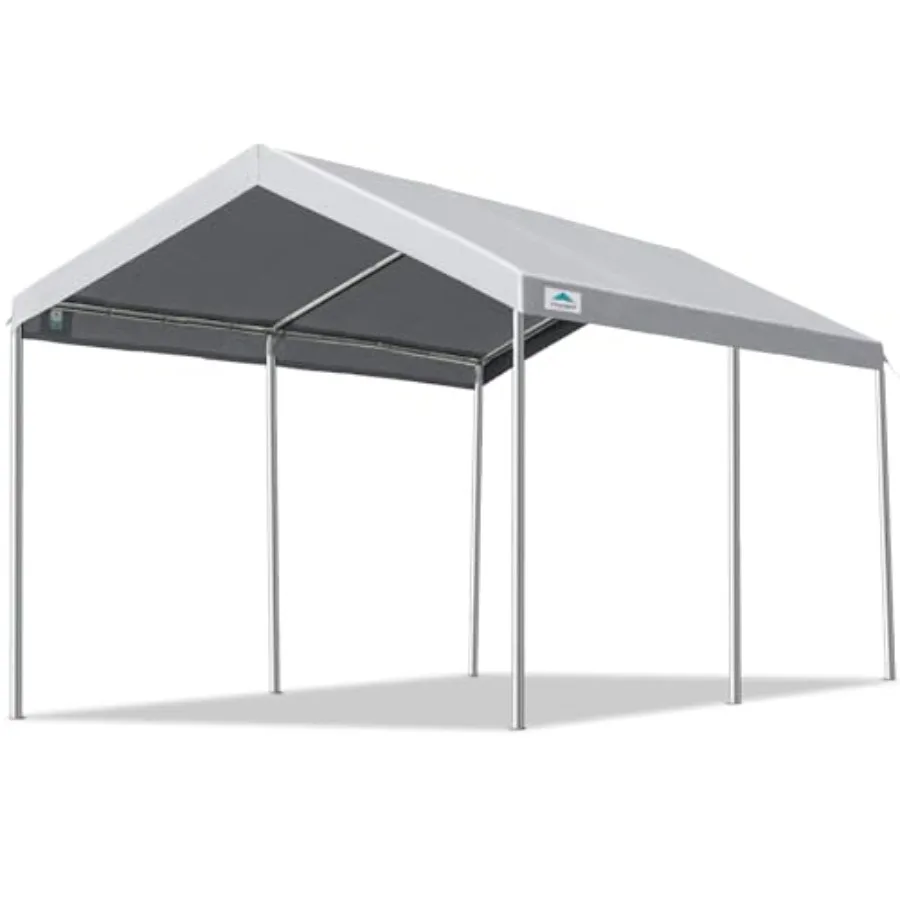 

10x15 ft Heavy Duty Carport Potable Car Canopy Garage Party Tent Boat Shelter with Adjustable Height from 9.5 ft to 11 ft Gray