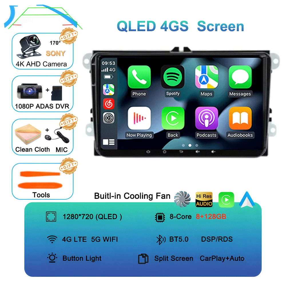 9 "Android 15 Autoradio Voor VW/Volkswagen/Golf/Polo/Tiguan/Passat/B7/B6/Seat/Leon/Skoda/Octavia GPS Navigatie Multimedia Speler