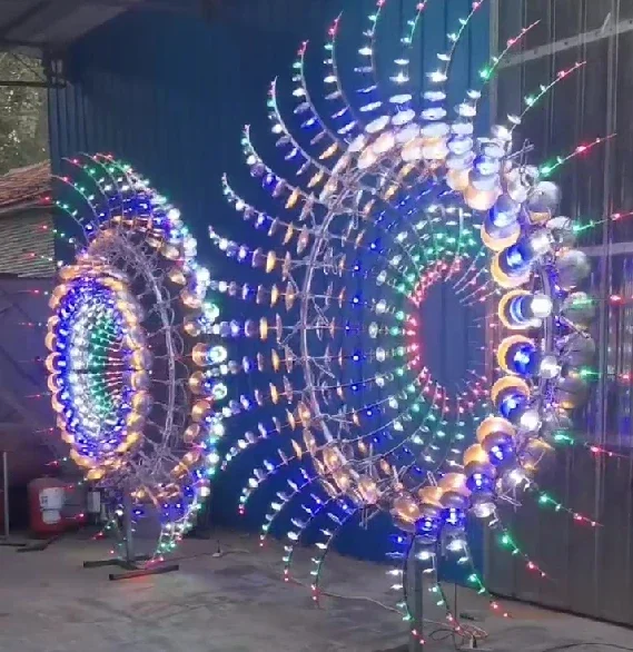 Metal Outdoor Garden Garden Decoration Light Emitting Diode Color Stainless Steel Dynamic Wind Sculpture