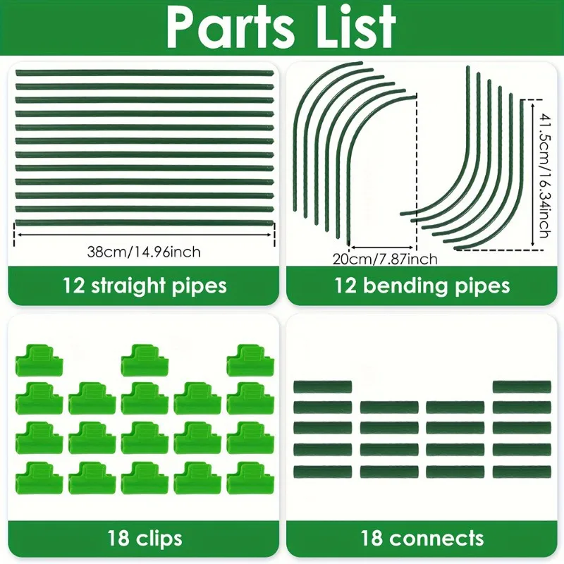 AB34-Easy-Setup Garden Arch Kit For Vegetable For Raised Beds-Greenhouse Row Cover Fabric For Planting