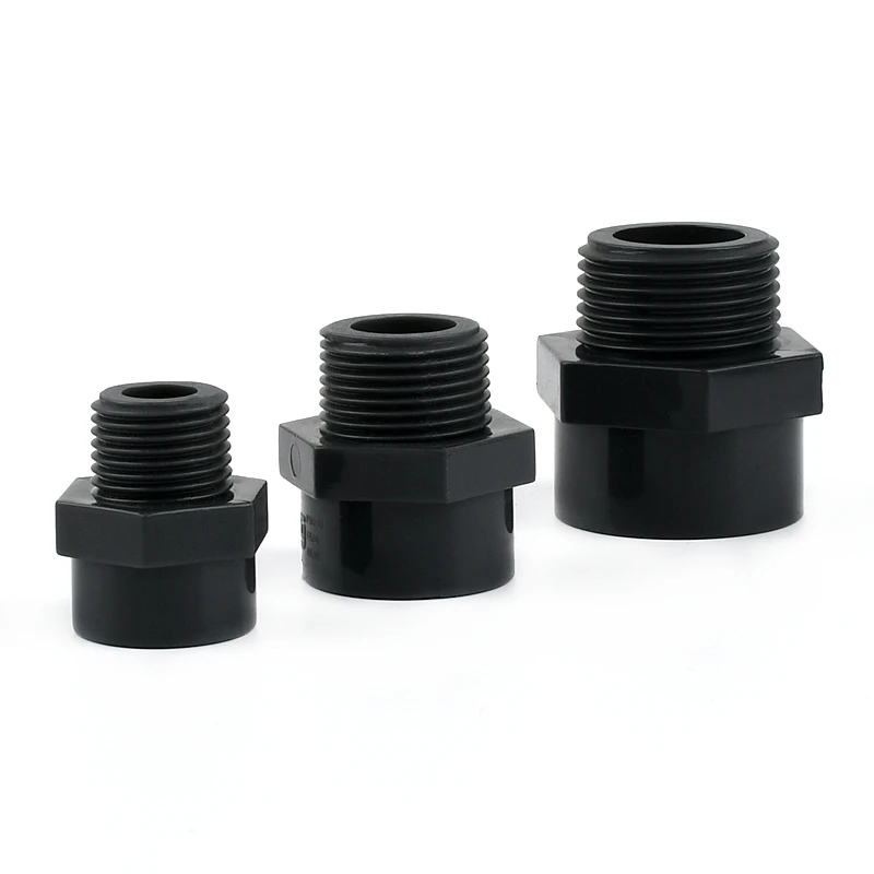 Dark Grey Female/Male Thread Industrial Grade PVC Accessory Garden Irrigation Water Pipe Connectors Aquarium Adapter Tube Joints