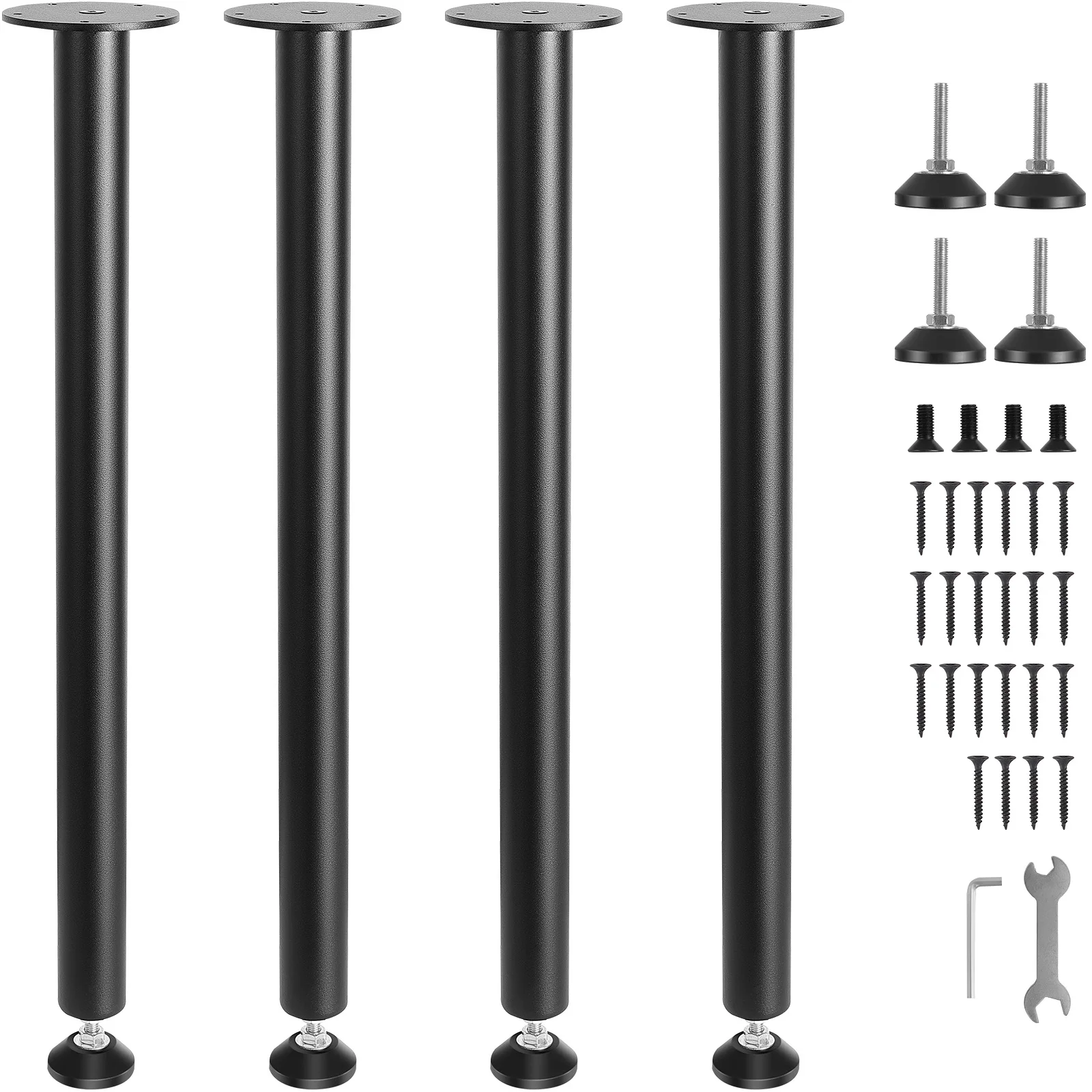 

SucceBuy 28/30 Inch Heavy Duty Desk Legs with Adjustable Foot Cup Reinforced Steel Office Table Furniture legs Set of 4 for DIY