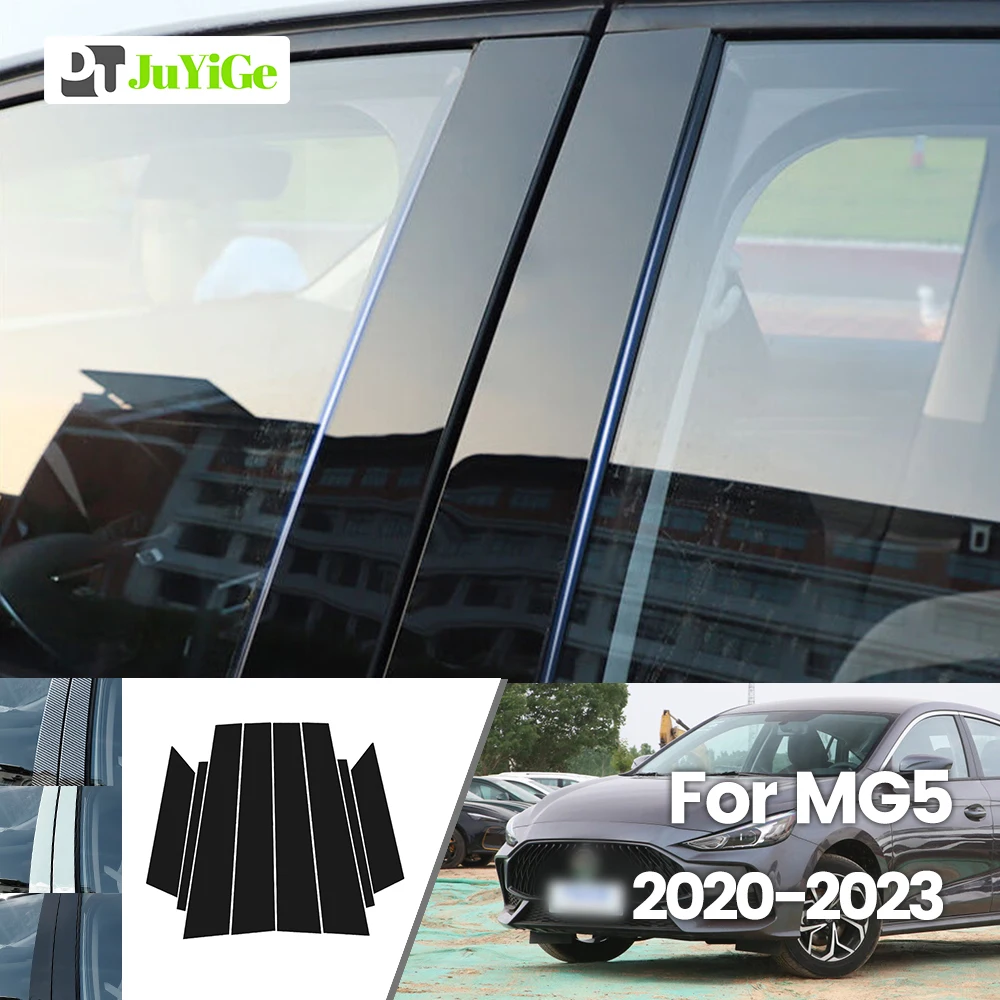 

For MG 5 MG5 2020-2023 2021 2022 Bright Black Carbon Fibre Window Door B C Sticker