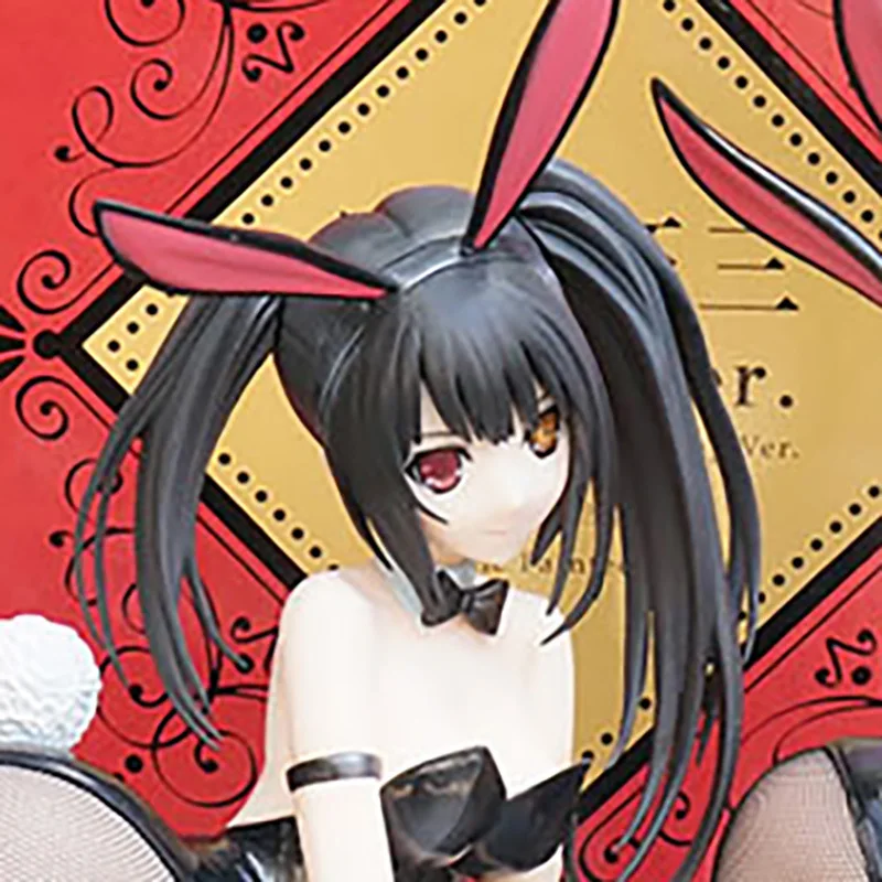 

Фигурка Токисаки Куруми в образе девушки-кролика, на коленях, из аниме Date A Live, с двумя хвостиками, коллекционная модель, игрушка, украшение для рабочего стола, подарок