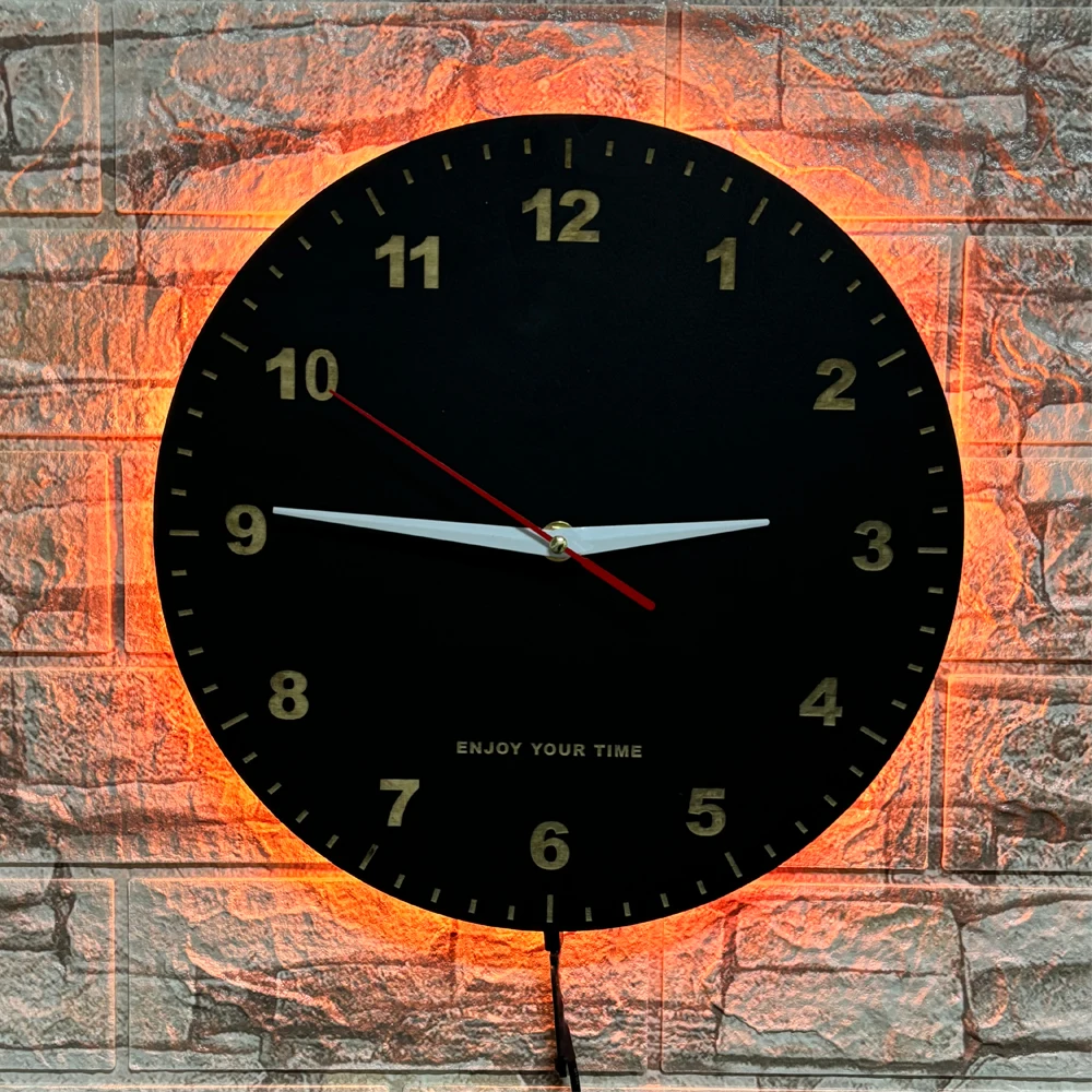 ZK50 الإبداعية بسيطة الإضاءة على مدار الساعة USB الجدار الخفيفة التحكم عن بعد الديكور الداخلي الملونة وحدة إضاءة LED ساعة حائط قطر 28 سنتيمتر