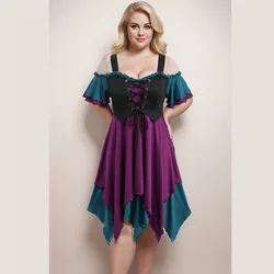 ROSEGAL-Robe corset asymétrique à lacets pour femme, tenue décontractée, mouchoir superposé, vintage, grande taille, initié au froid, été