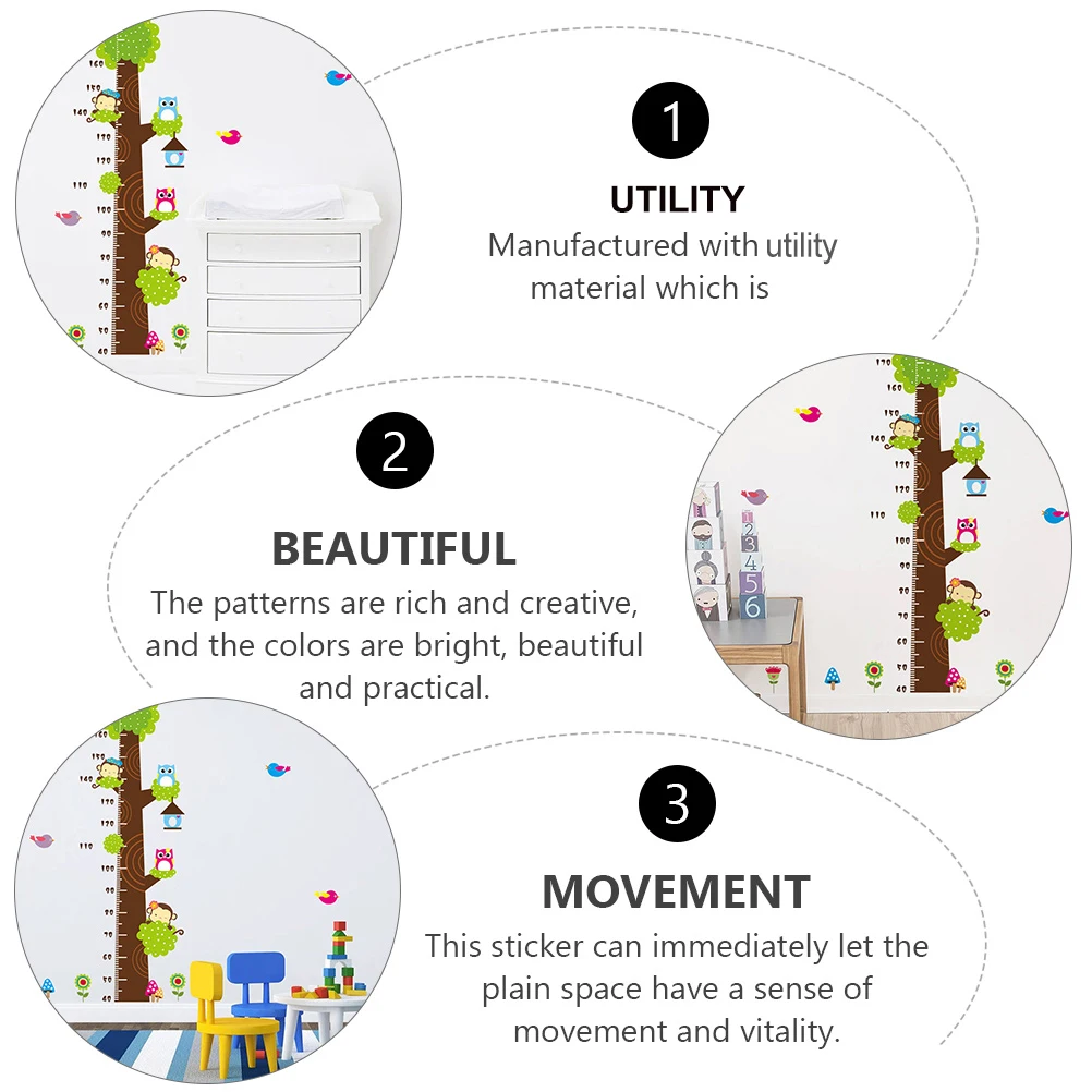 

1 pc PVC Growth Chart Sticker Height Measurement Cartoon Wall Decor Waterproof Kids Room Lovely Baby Ruler Milestones