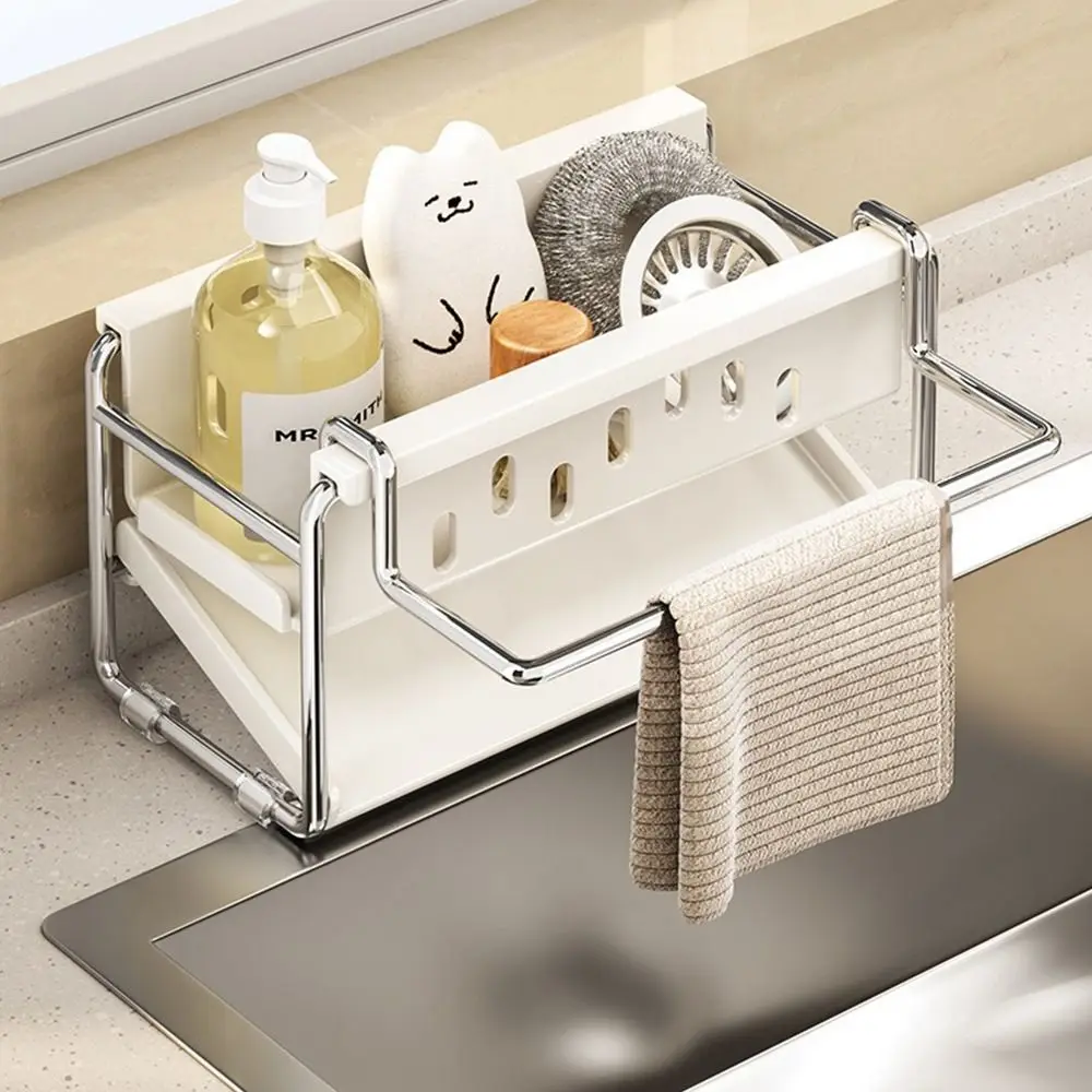 

Stainless Steel Kitchen Storage Rack Rag Organizer Large Size Sponge Holder Large Capacity Soap Basket Bathroom Shampoo Shelves