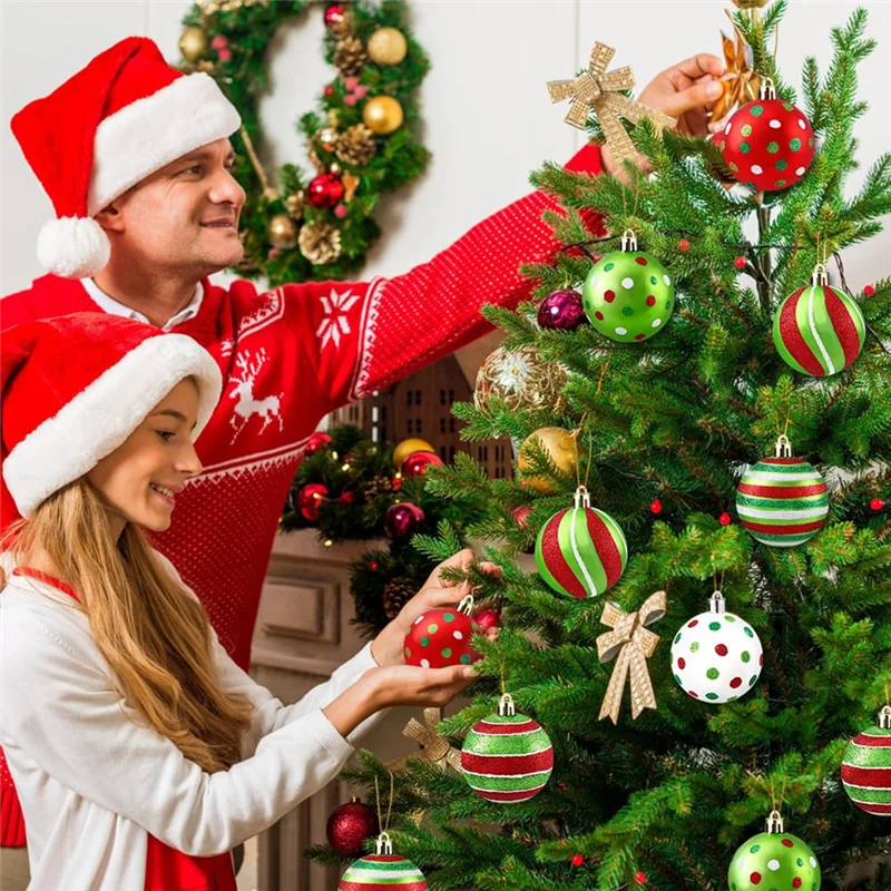 ABRB-18Pcs bolas de natal ornamento 2.4 Polegada brilhante pendurado bolas de natal para decoração de árvore, para casa interior decoração do feriado