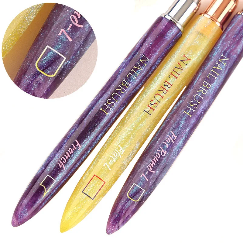 1/4PCS 젤 브러쉬 타원형 & 평면 UV 젤 네일 아트 브러쉬 전문 디자인 브러쉬 살롱 홈 DIY 매니큐어