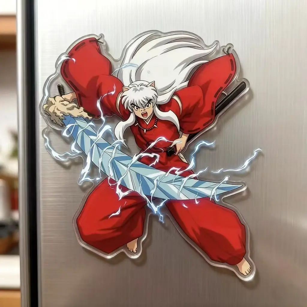 

New Inuyasha Merchandise Flat Acrylic Refrigerator Magnet Inuyasha Sesshomaru Kikyo Magnetic Sticker Home Decoration