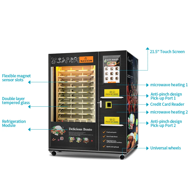 Haloo Vending Machine Supplier Meal Food Vending Machine With Microwave 24 Hours Vending Machine Automatic