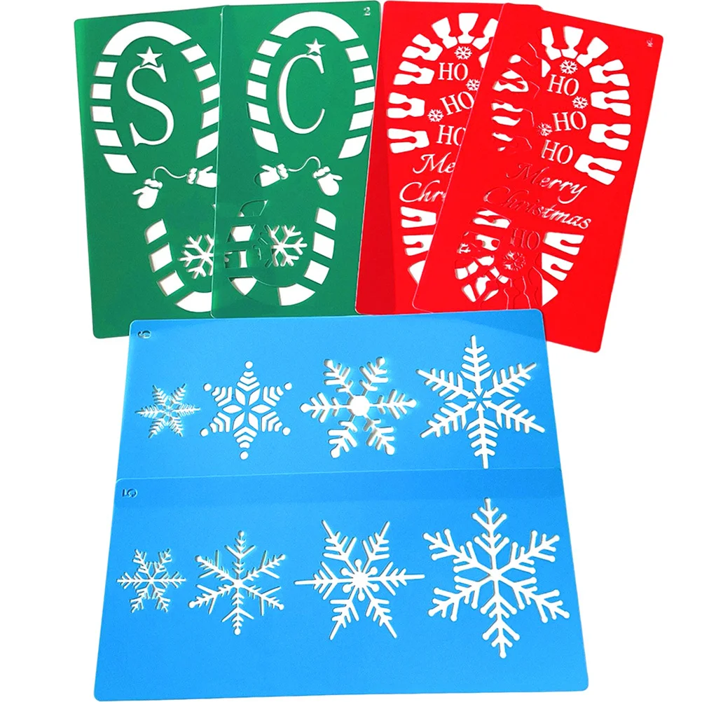 6 قطعة عيد الميلاد رسم الاستنسل الجوف خارج قوالب Diy بها بنفسك اللوحة الفنية الحرفية مشاريع عيد الميلاد بصمة الإستنسل مادة الحيوانات الأليفة