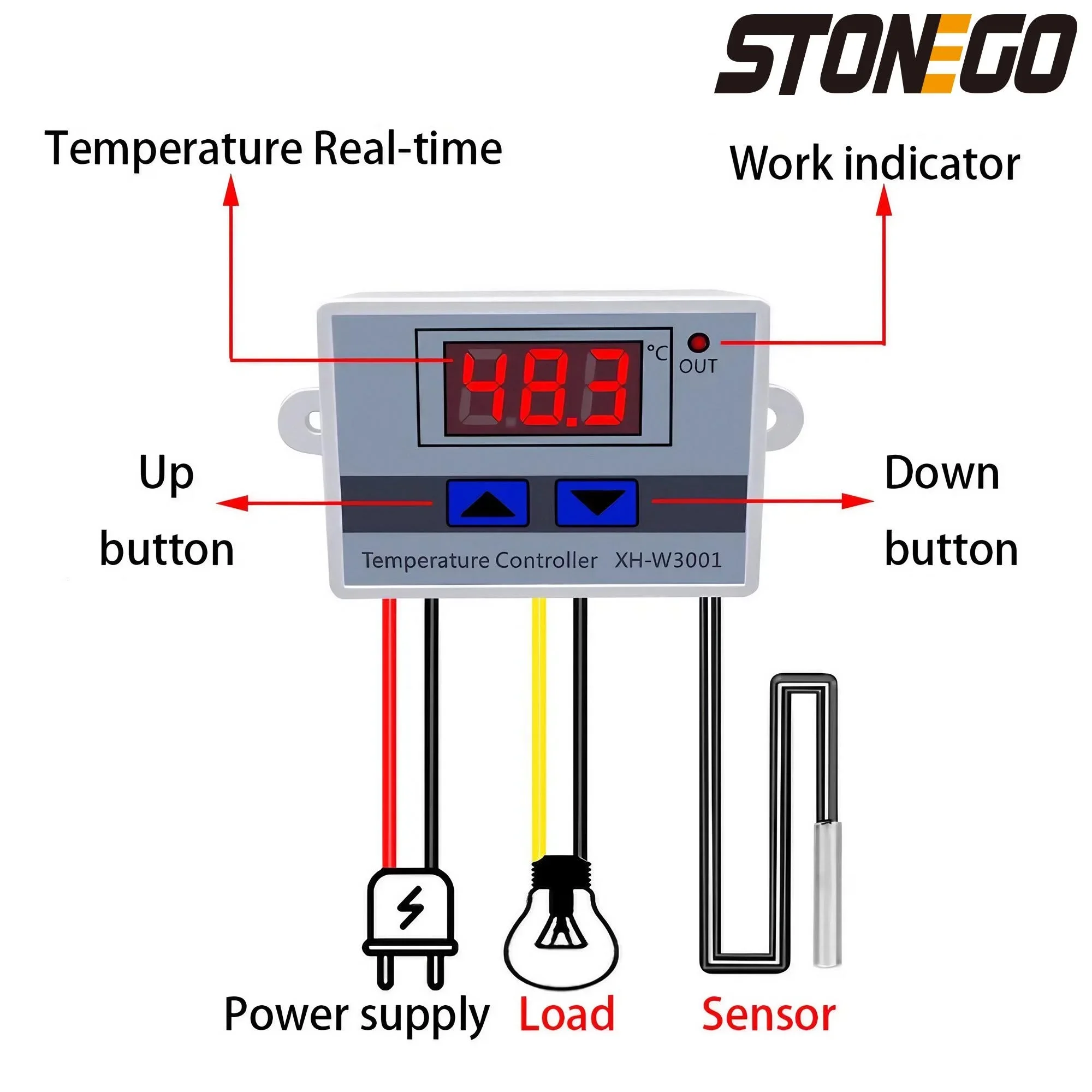 Cyfrowy regulator temperatury XH-W3001 do mikrokomputerowej kontroli temperatury Idealny do różnych zastosowań związanych z kontrolą temperatury