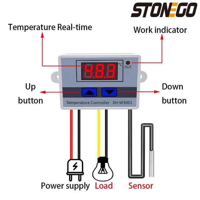 Cyfrowy regulator temperatury XH-W3001 do mikrokomputerowej kontroli temperatury Idealny do różnych zastosowań związanych z kontrolą temperatury