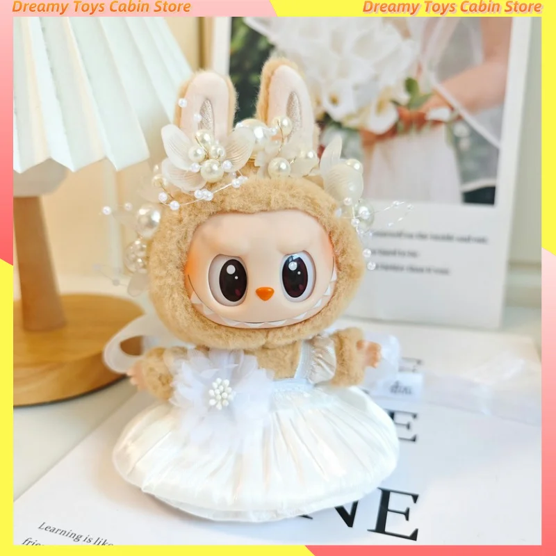 Mini Labubu V1 V2 Doll's Clothes Bud Skirt With Pearl Hair Accessory Idol Dolls Korea Kpop Doll Diy Clothing Giftbirthday Gift