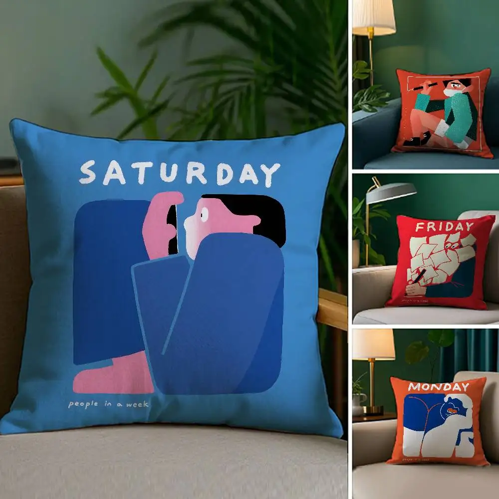 People Living in a Frame Pillow Case Plush Fabric Soft Double Sided Print Home Sofa High Quality Cushion Cover Throw