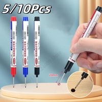 5/10Pcs 20mm Deep Hole Long Nib Head Markers for Metal Perforating Pen Waterproof Bathroom Woodworking Decoration Multi-Purpose