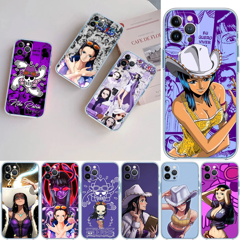 OH49 One Piece Nico Robin Soft Shell Transparent Phone Case for Motorola Moto G7 G8 G9 G84 G85 G73 G24 G15 Z2 Play Power Plus