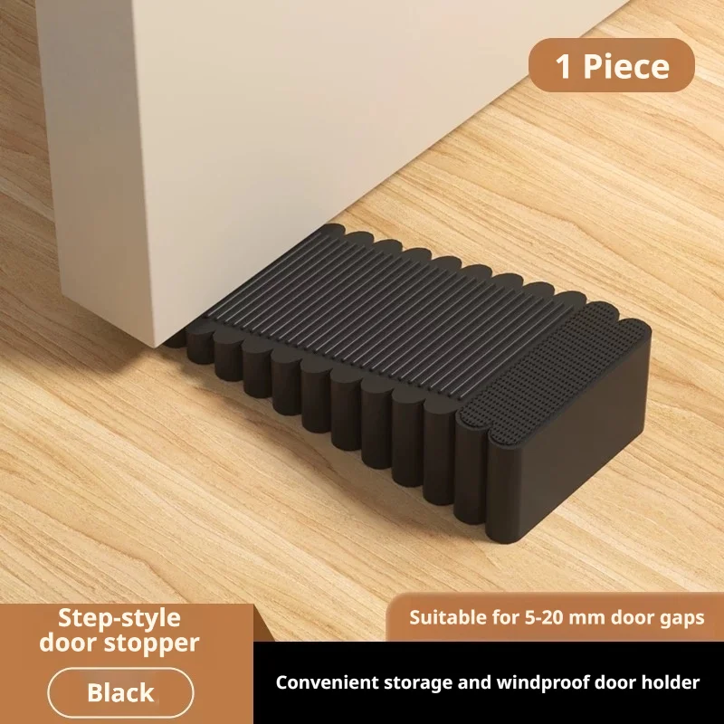 Safety Anti-Collision Rubber Silicone Door Stop, Movable Wedge Stopper for Home Office