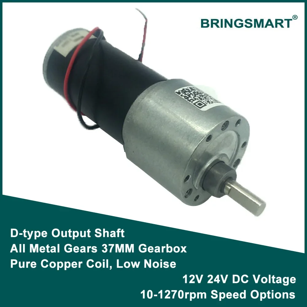 Bringsmart JGB37-3157 DC Gear Motor 12 Volt Reductor Engine High Speed High Torque Reversible 24V DC Reversible Reduction Geared