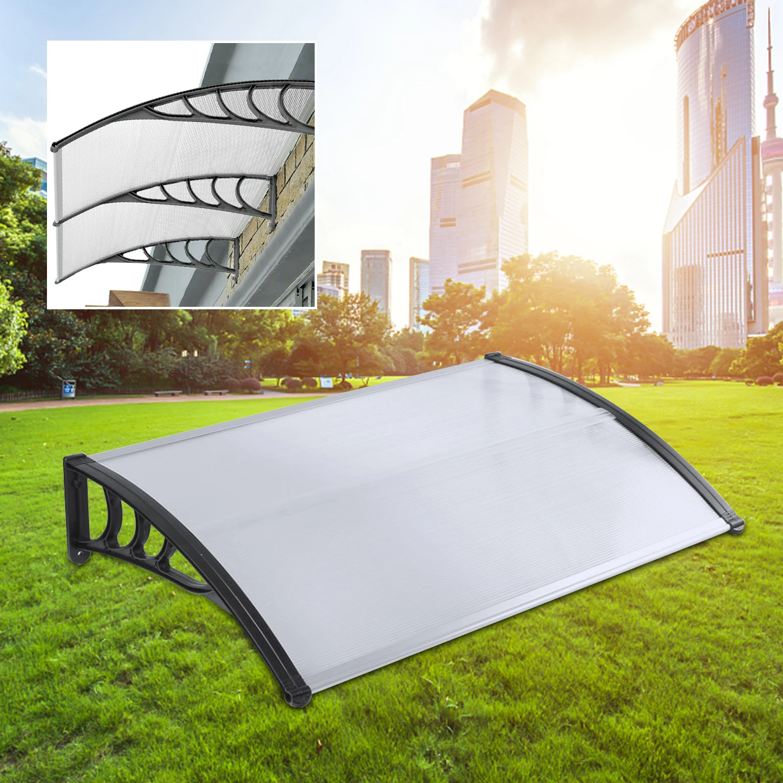 Toldo impermeable para exteriores, cubierta para puerta delantera y trasera, Patio, porche, refugio contra la lluvia, duradero, 1,2/1,5/2m