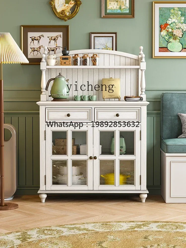 

solid wood dining side cabinet storage tea cabinet kitchen integrated wall retro wine cabinet