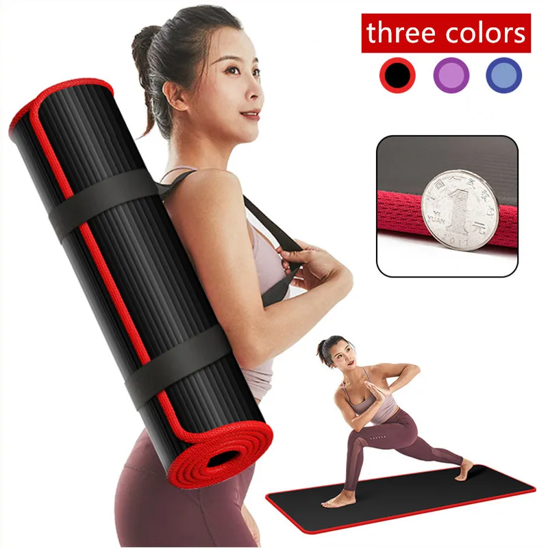 10MM Extra Thick 183cmX61cm High Quality NRB Non-slip Yoga Mats For Fitness Tasteless Pilates Gym Exercise Pads with Bandages