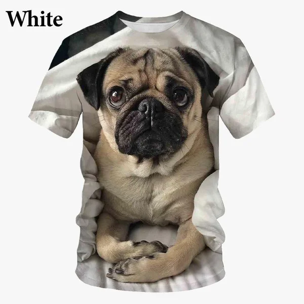 2023 New Funny Cool T-Shirt Dog Pug 3D Printed Short Sleeve T-Shirt Unisex Fashion Casual T-Shirt Animal Graphic Top